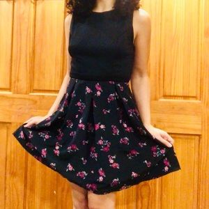 Little black dress with rose design